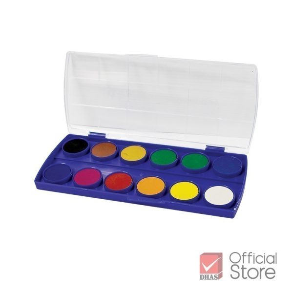 สีน้ำก้อน Master Art 12 สี กล่องพลาสติก แถมพู่กัน จำนวน 1 กล่อง - Image 3
